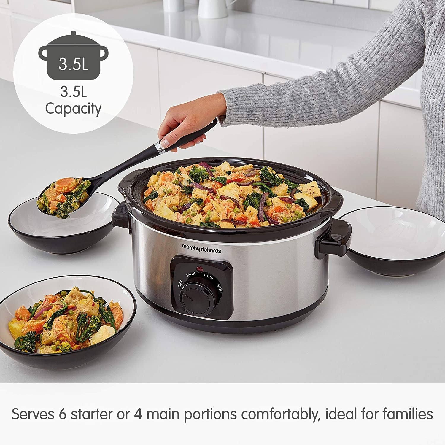 460017 3.5 Litre Ceramic Slow Cooker, One-Pot Solution