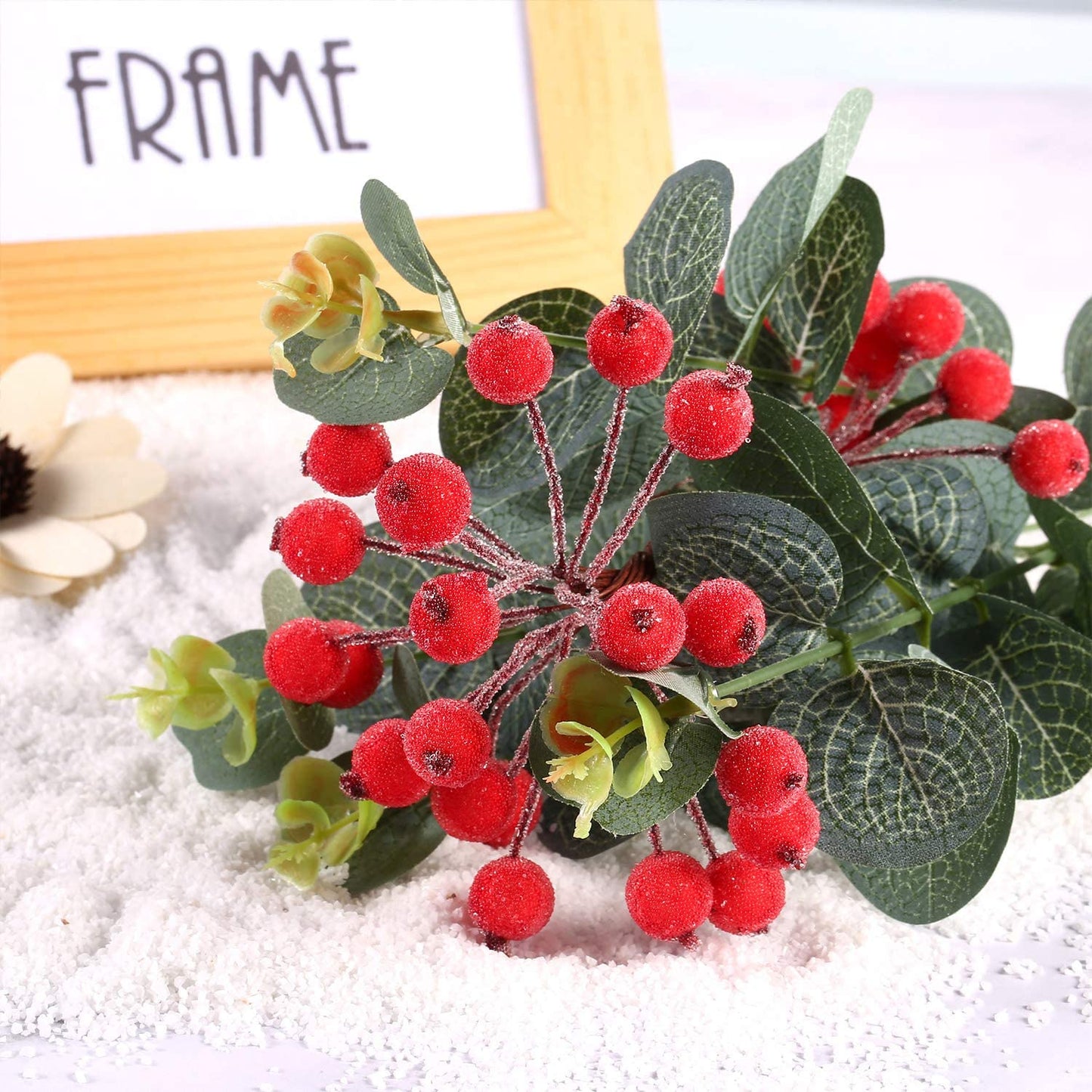 Artificial Frosted Holly Berries Fake 12 Mm Mini Christmas Fruit Berry Flower Decor (Red and Dark Red, 400)