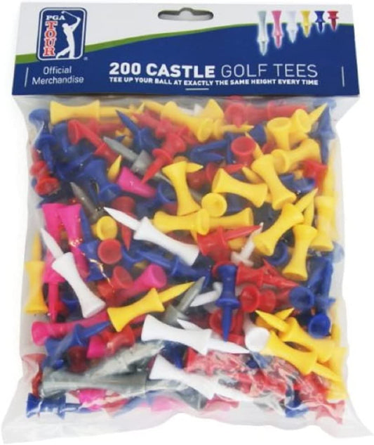 200 Castle Golf Tees - Red/Yellow/Blue/Pink/Gray