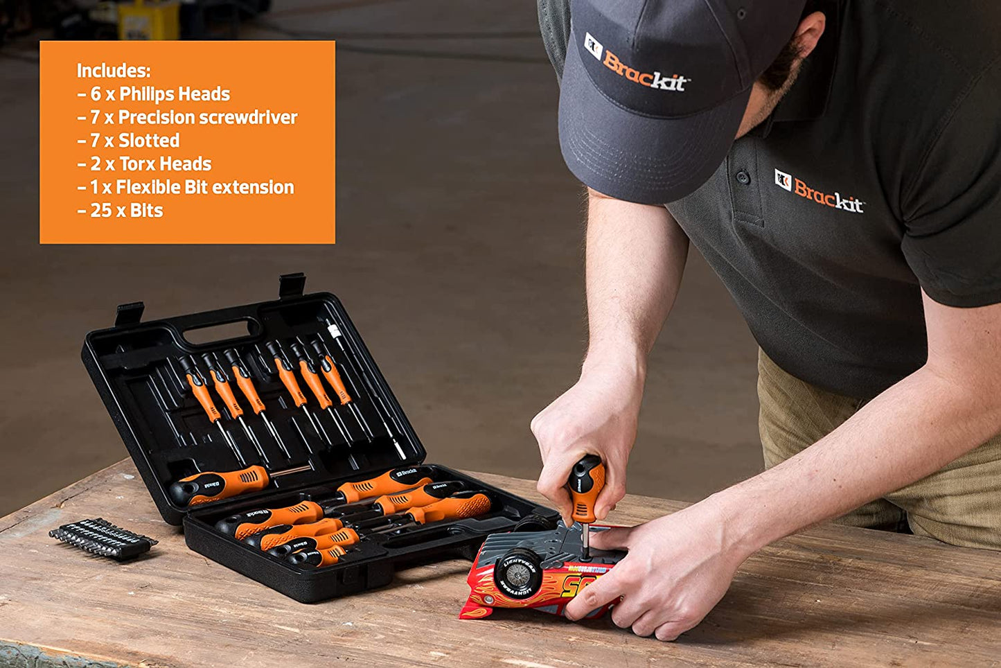 42 Pieces Premium Screwdriver Set with Magnetic Tips and Rubber Handles, Including Phillips and Flat Heads in Durable Storage Case