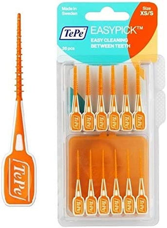 2 Pack X  Easy Pick Interdental Brushes Orange Size XS/S Pack of 36