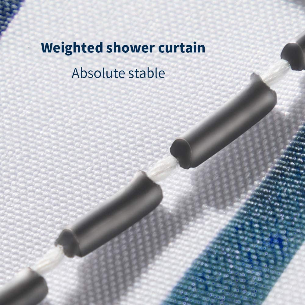 Shower Curtain 180X180-Weighted Hem & anti Mould & Resistant Washable, Blue Sailboat Nautical Bathroom Curtains with 14 Hooks