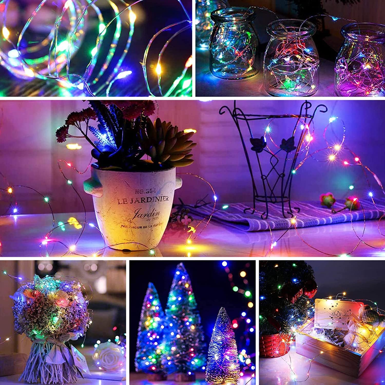 [2 Pack] Solar String Lights Waterproof, 12M/40Ft 120 LED 8 Modes Copper Wire Decorative Solar Fairy Lights for Home, Garden, Patio, Yard, Fence, Camping, Party, Wedding (Multi-Coloured)