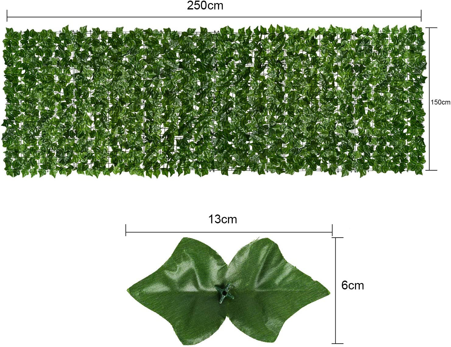 Artificial Ivy Privacy Fence Screen, Artificial Hedges Fence and Faux Ivy Vine Leaf Decoration for Outdoor Decor, Garden (1.5 X 2.5 Meter)