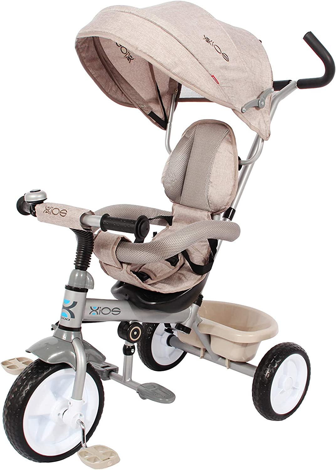 Kids Easy Steer Pedal Tricycle Buggy Stroller with Oxford Cloth ( XG18859) (Biege)