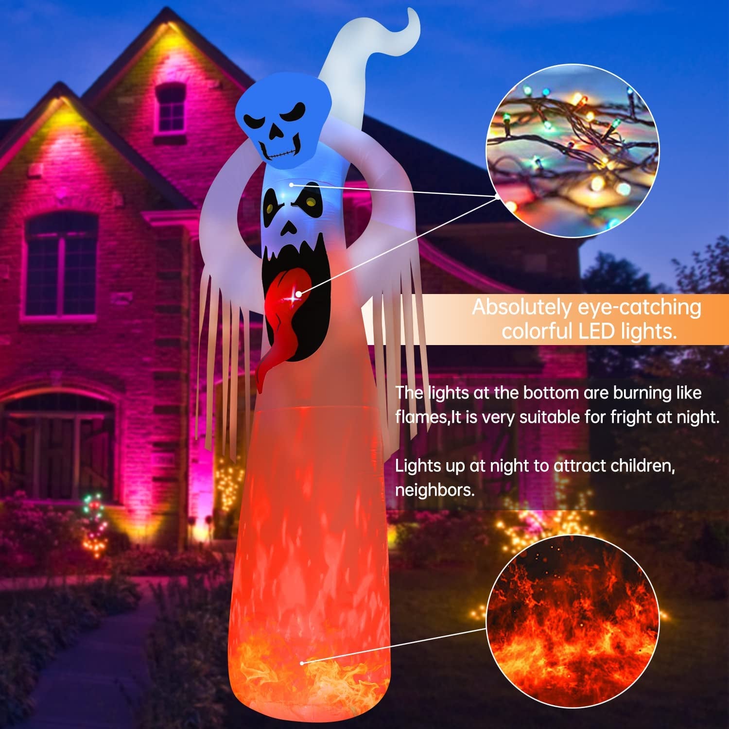 12 FT Halloween Inflatable Decorations Giant Terrible Spooky Ghost, Outdoor Holiday Decor Blow up Halloween Yard Decor, LED Lights Inflatables Outdoor Garden Lawn Halloween Decoration