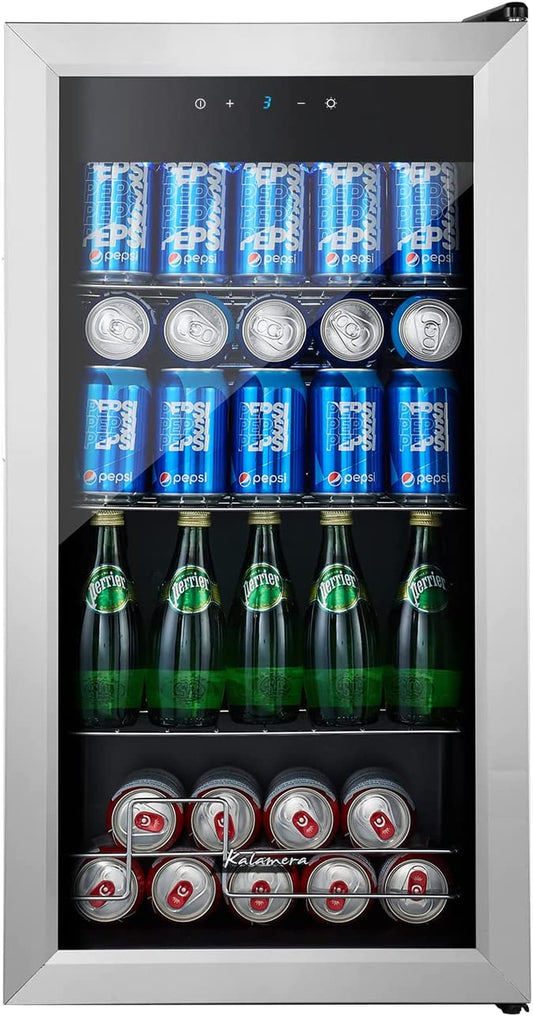 Beer Fridge, 86L Freestanding Drinks Fridge with Glass Door, Digital Touch Control, Energy Efficient, KRC-80BV