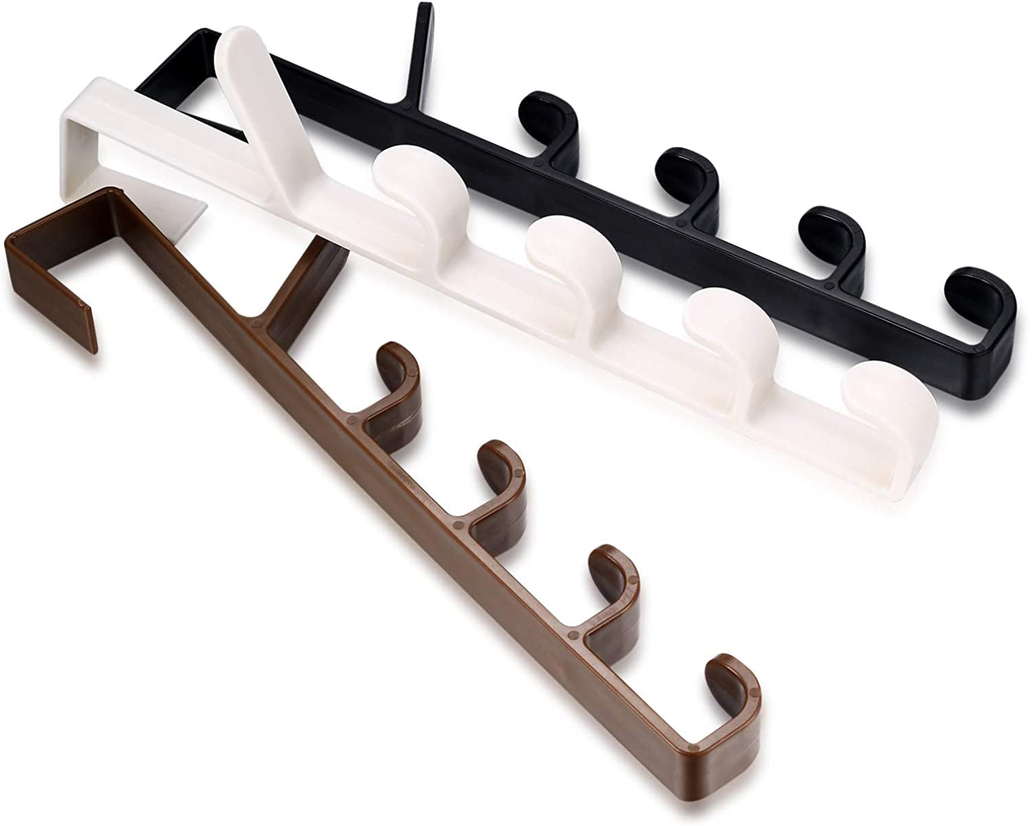 3PCS Vertical Door Hook, Multifunctional Home Storage Hooks, Clothes Bag and Hat Hanger Hooks(White/Black/Brown)