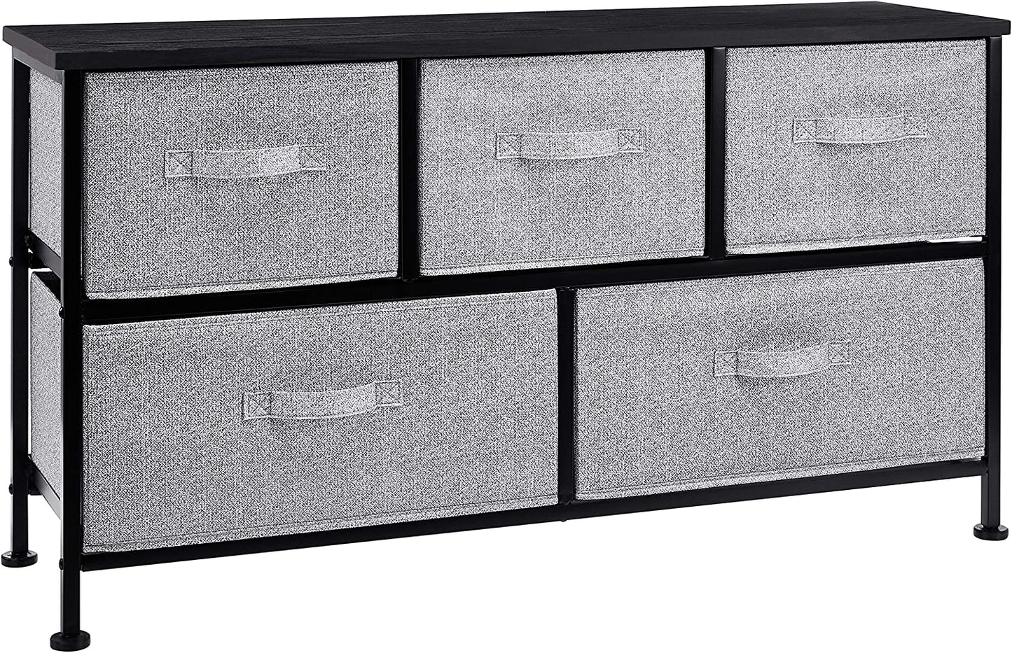 Extra Wide Fabric 5-Drawer Storage Organizer Unit for Closet, Black