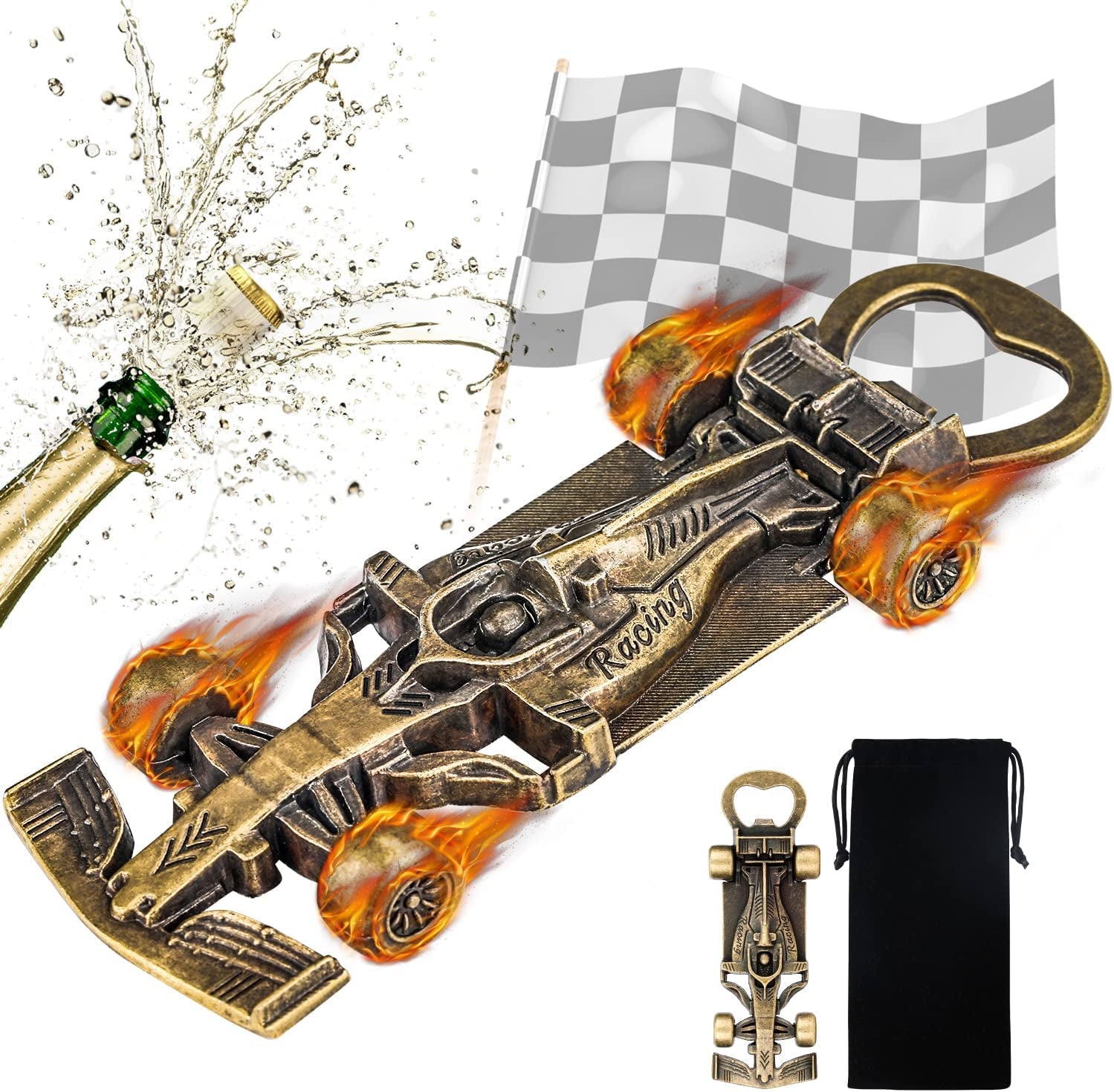 Formula 1 Gifts, F1 Merchandise, Unique Beer Gift for Men, Newest F1 Car Bottle Opener, Novelty Fathers Day Gift Birthday Gift for Him Dad Husband Grandpa Boyfriend（Bronze）