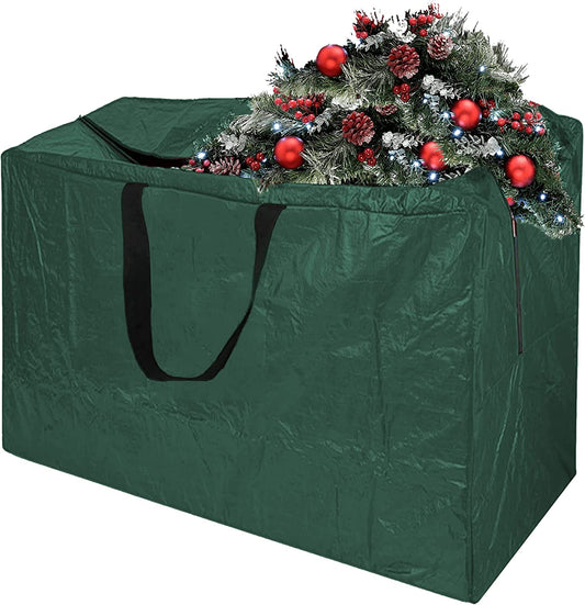 Christmas Decoration Storage Bags, Small Christmas Tree Storage Bag with Zip, Storage Bags for Tree Bauble Lights Tinsel Accessories Green 46X25X38Cm BLXSB-46GR