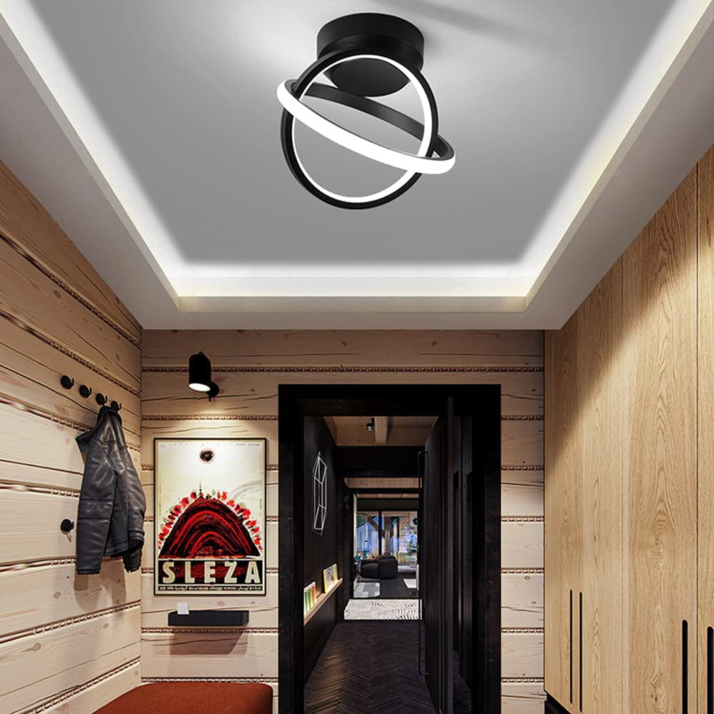 Ceiling Light LED Circle Elegant Nordic Style Fashion Black Small Aisle Light for Entrance Hallway Kitchen Living Room Warm Light Cool White Light 18W (Cool White Light)