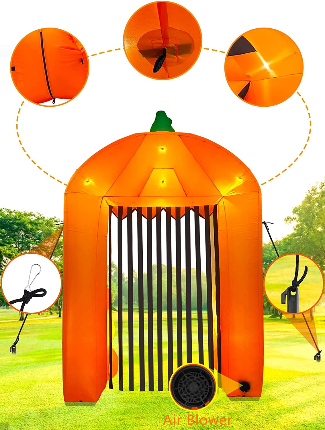 9 Feet High Halloween Inflatable Pumpkin Arch, Blow up Pumpkin Gate Large Halloween Outdoor Indoor Decorations Holiday Yard Lawn Inflatables Decor for Home Family Halloween Party Supplies