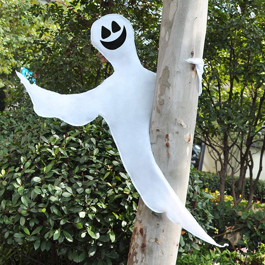 Halloween Tree Wrap Ghost Decoration, Smiling Ghost Design Decorations, Halloween Outdoor, Lawn, Tree Decor, Ghost Party Supplies