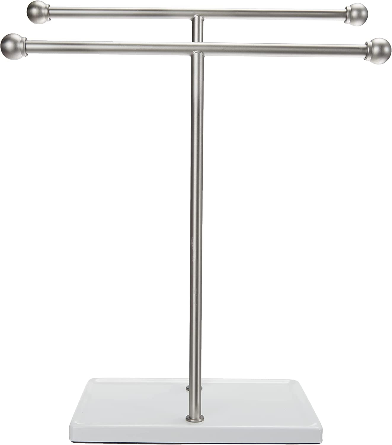 Hand Towel Holder and Accessories, Jewellery or Necklace Stand, Nickel/White