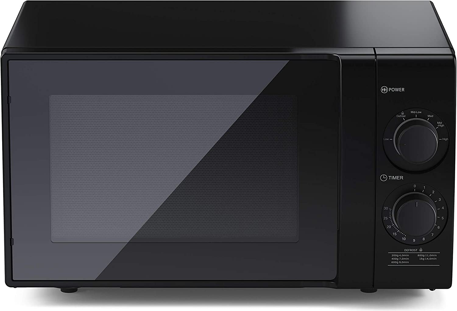 YC-GS01U-B 700W Solo Microwave Oven with 20 L Capacity, 6 Power Levels & Defrost Function – Black