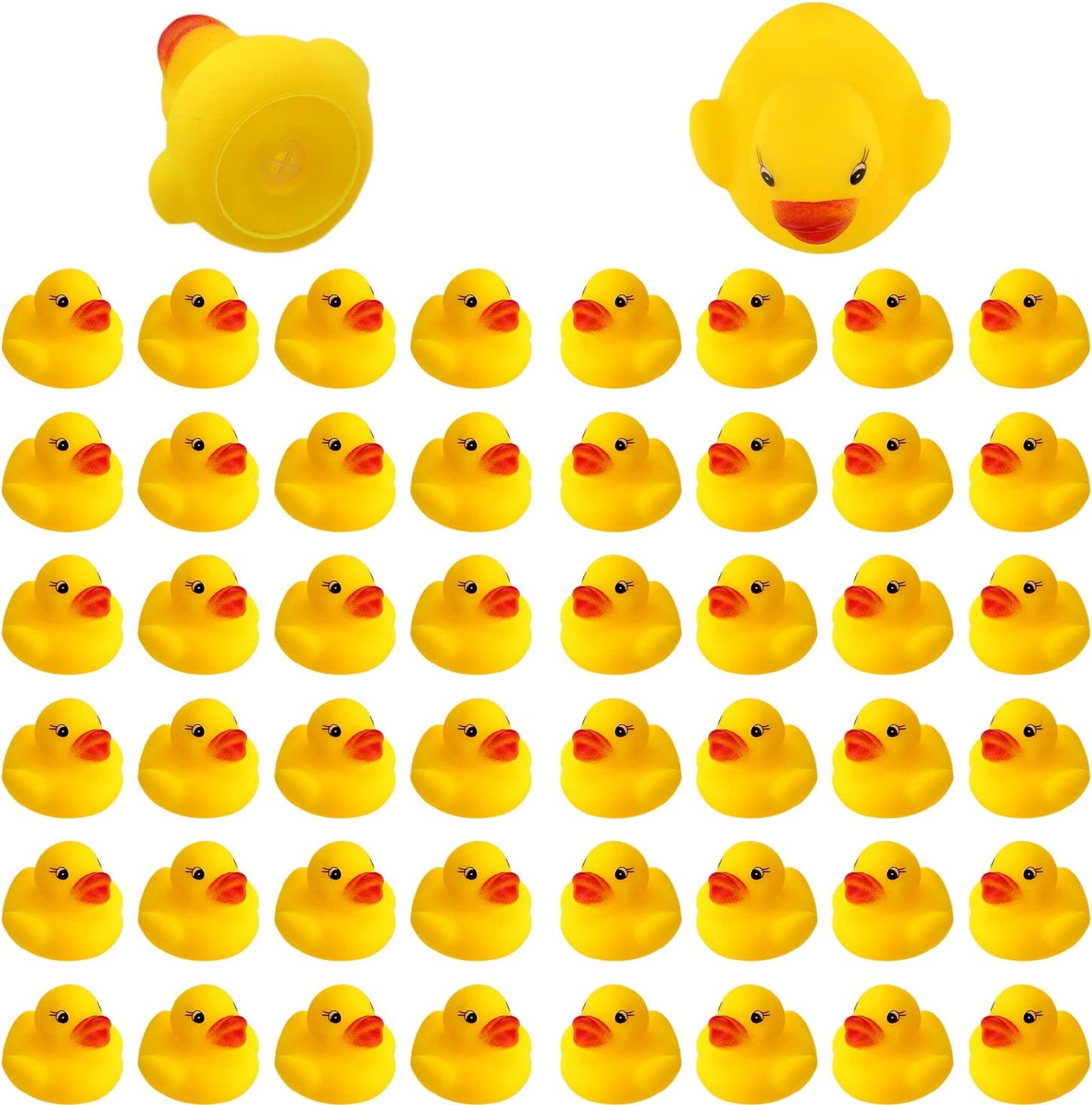 50Pcs Rubber Ducky Bath Toy for Kids, Float and Squeak Mini Small Yellow Ducks Bathtub Toys for Shower/Birthday/Party Supplies