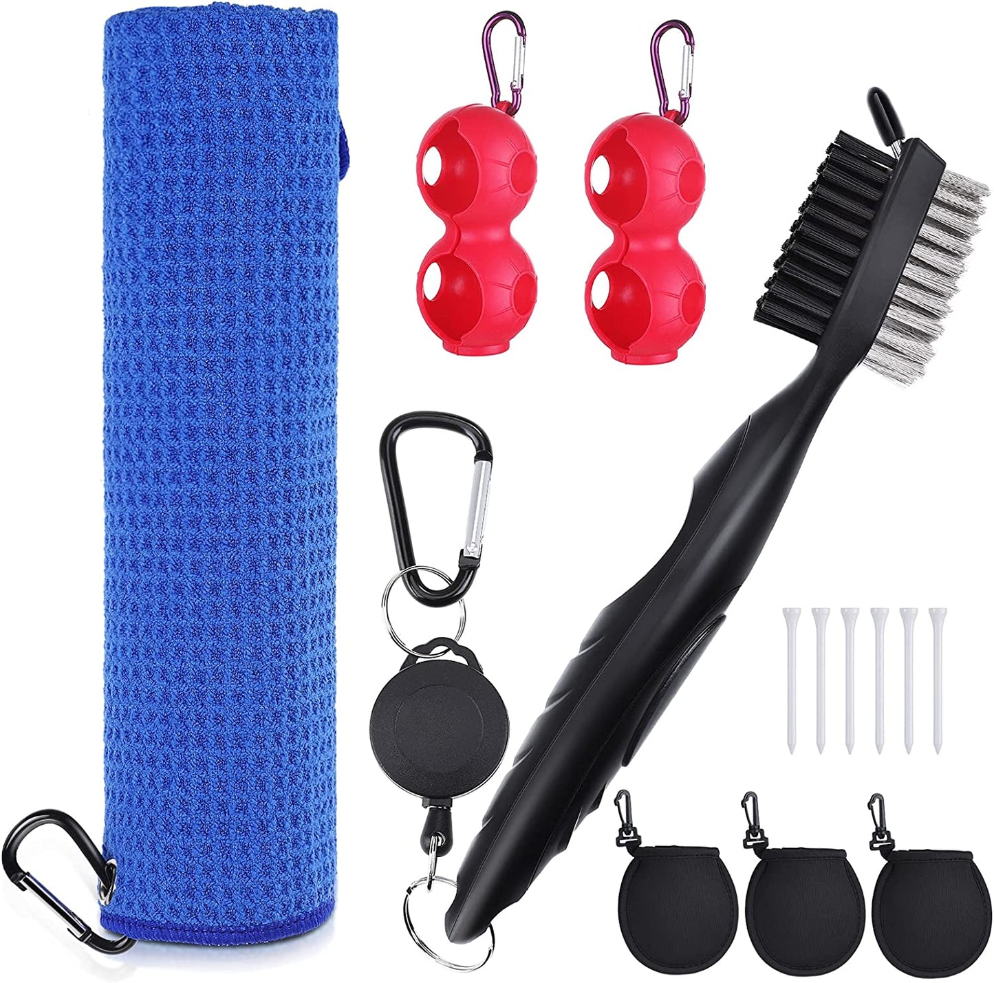 13 in 1 Golf Accessories - Golf Towel and Golf Club Brush, Golf Cleaning Tool Kit, Golf Ball Cleaner Pouch, Black …