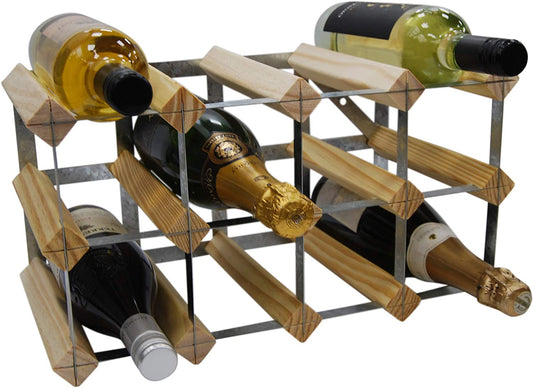 12 Bottle 4X2 Traditional Wine Rack - Fully Assembled - FSC Certified Natural Pine