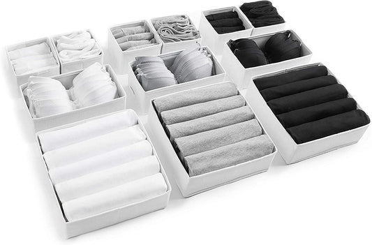 12Pcs White Large Drawer Organisers Divider Drawer Dividers Clothes Storage Bedroom Drawers Wardrobe Organiser Storage Organizer Drawer Organiser Divider Clothing & Wardrobe Storage Solutions