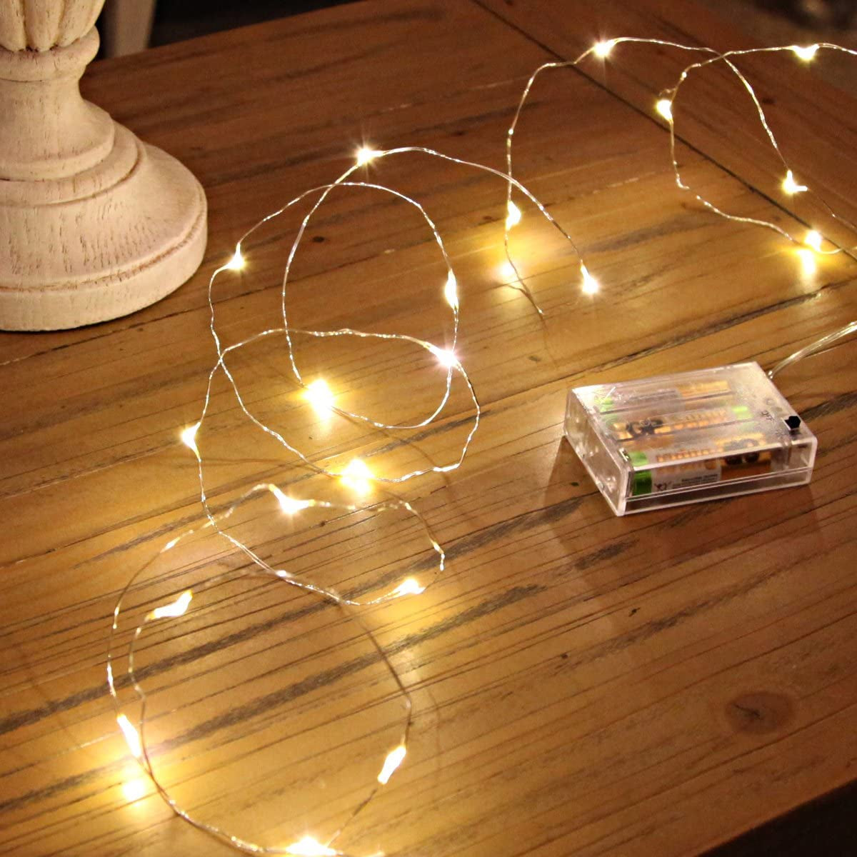 20 LED Battery Powered Decorative Micro Fairy Lights with Silver Wire by  (Warm White)