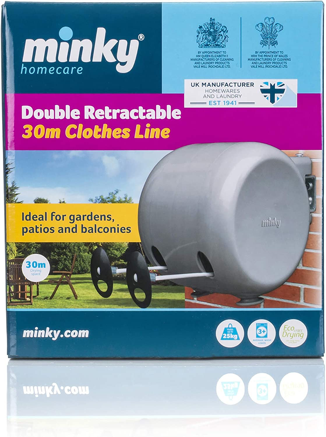 Retractable Duo Reel Washing Line, Grey