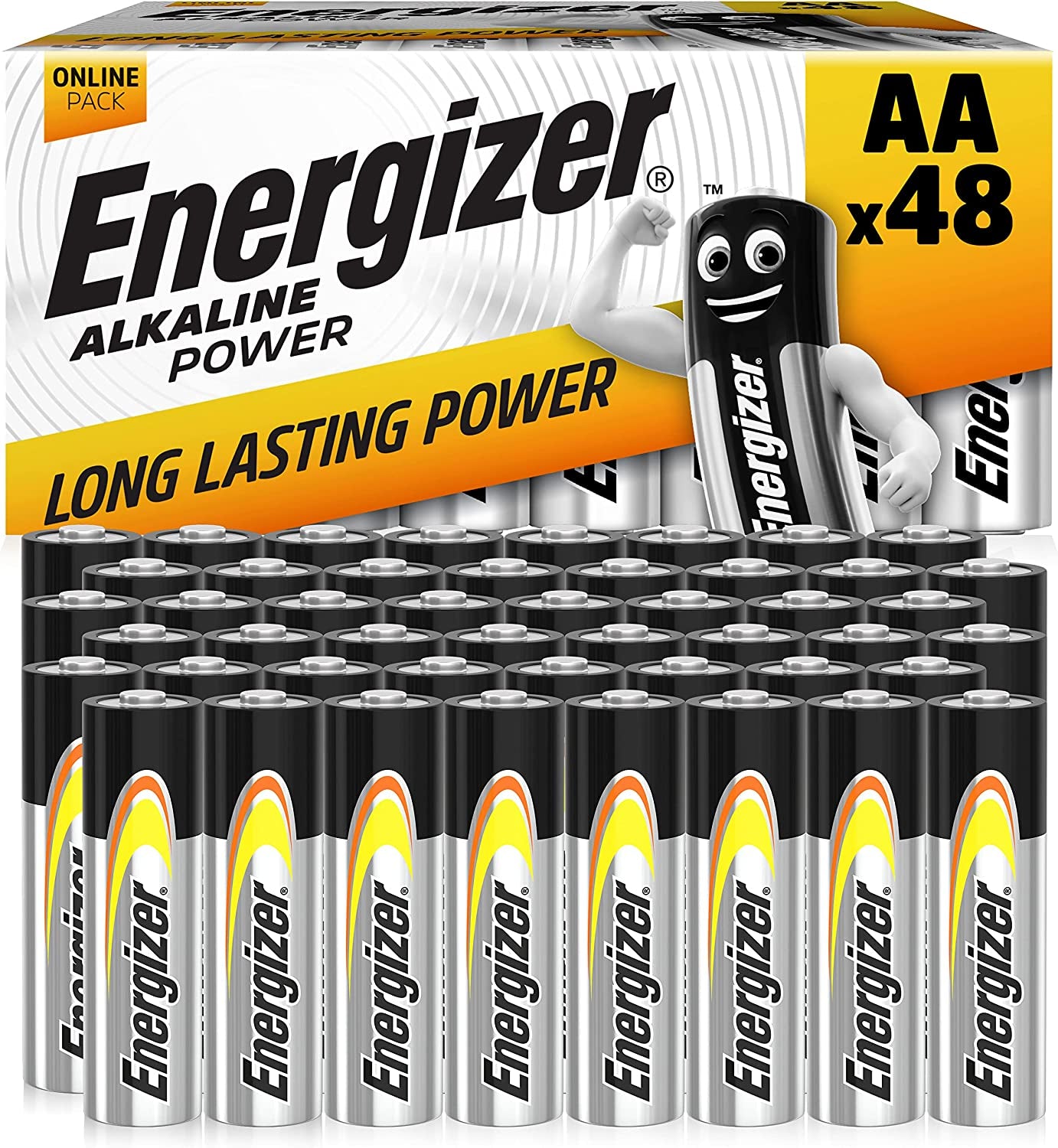 AA Batteries, Alkaline Power, 48 Pack, Double a Battery Pack - Amazon Exclusive