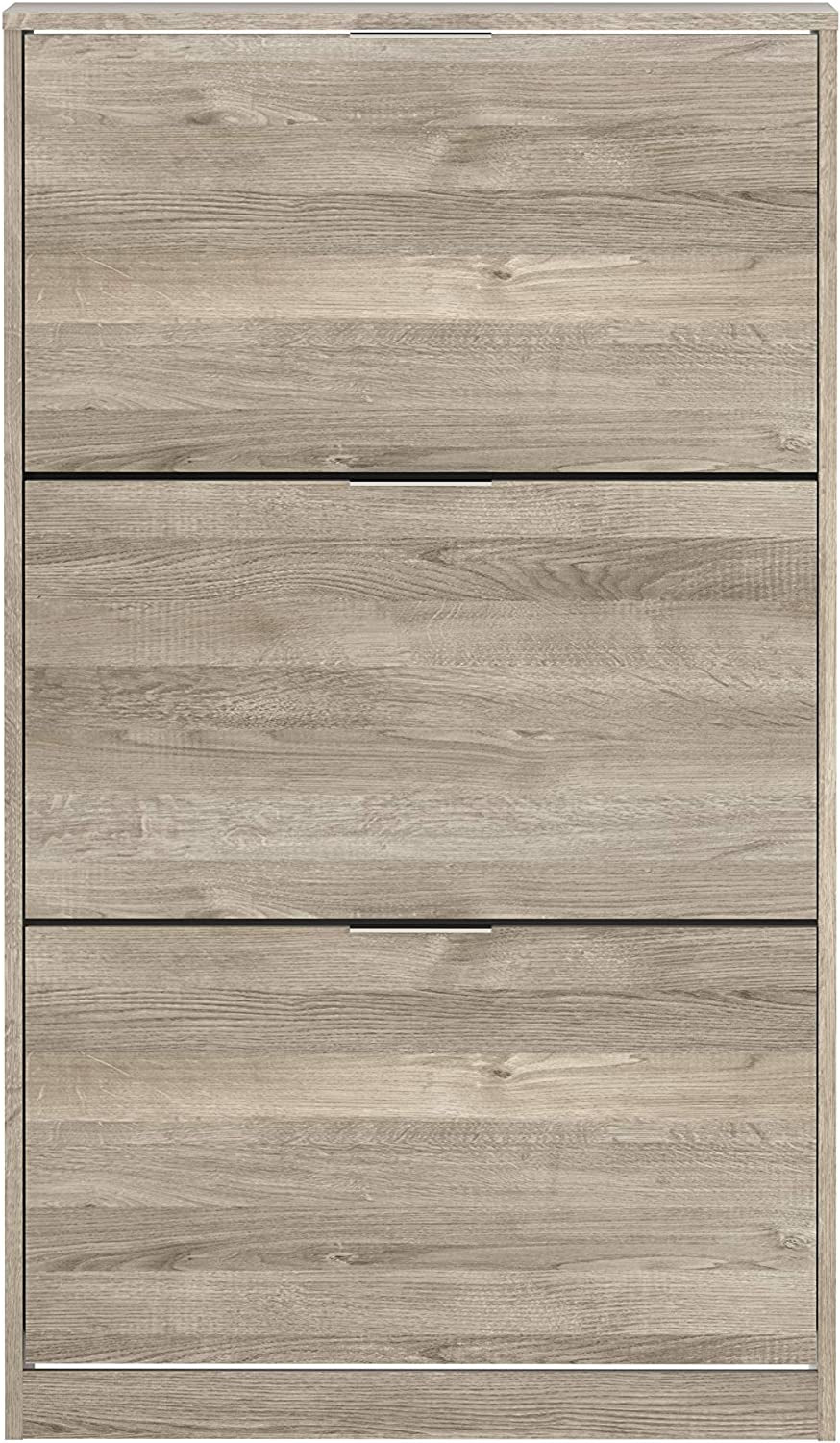 Amazon Brand -  Inari 3-Door Shoe Cabinet/Cupboard/Organizer, 25 X 75 X 128 Cm, Light Brown Oak-Effect