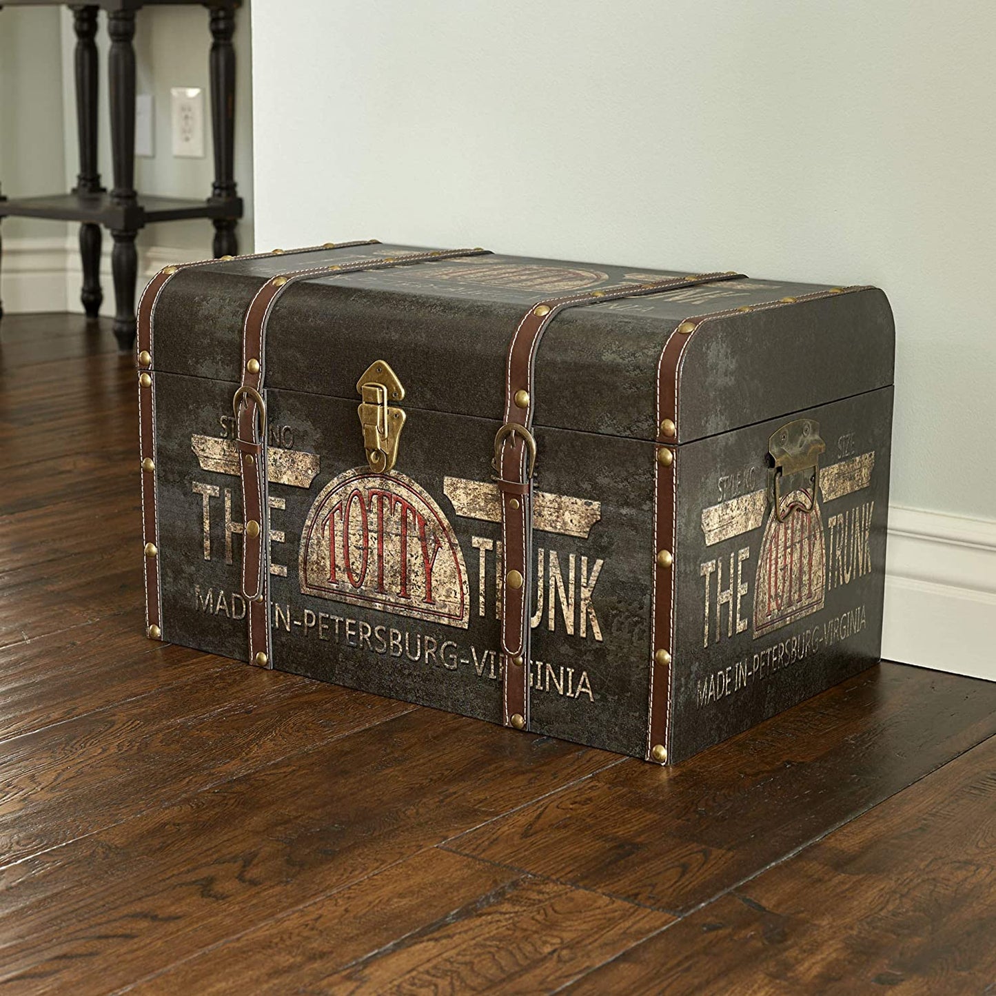 9243-1 Large Vintage Decorative Home Storage Trunk - Luggage Style , Brown