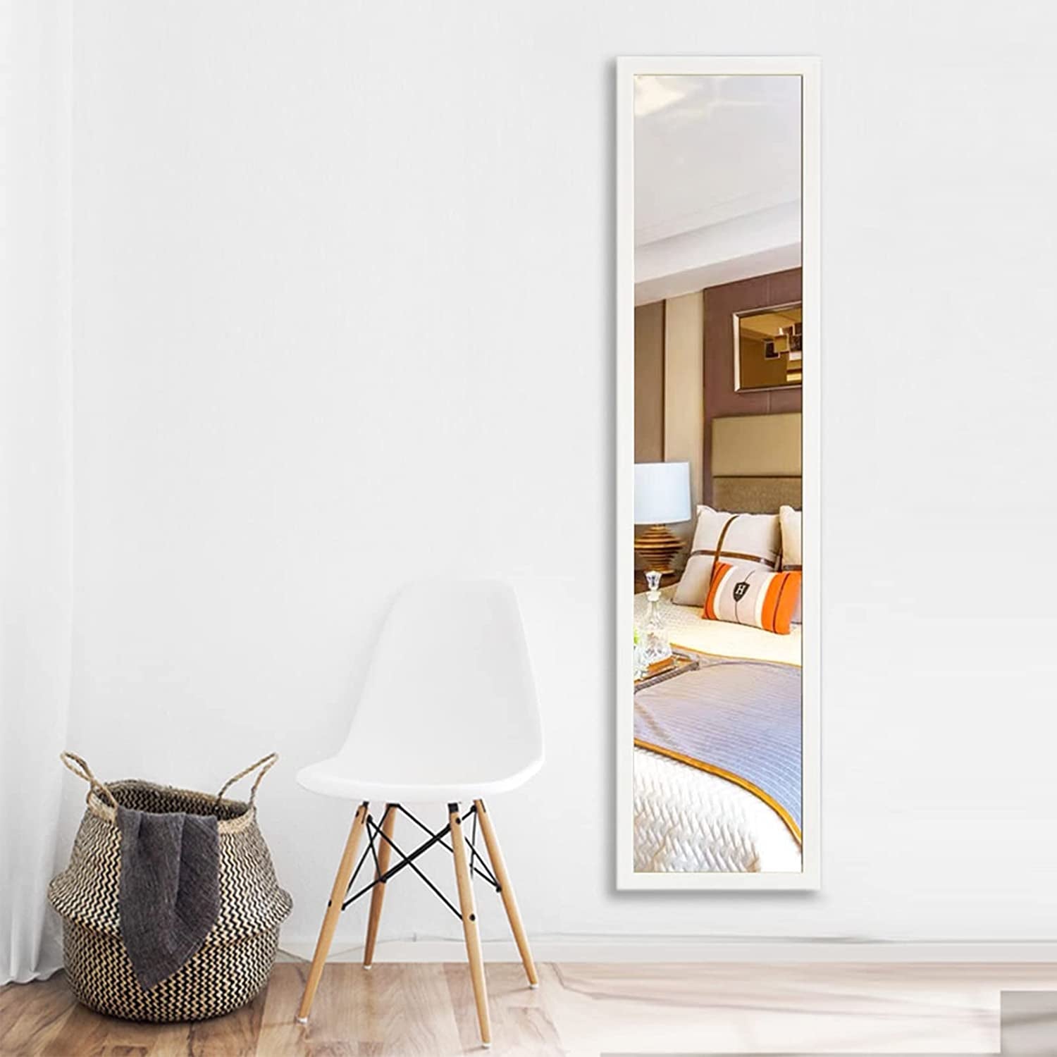 Full Length Mirror 120X30Cm Wall & Door Mirror for Living Room or Bedroom, White PS Frame