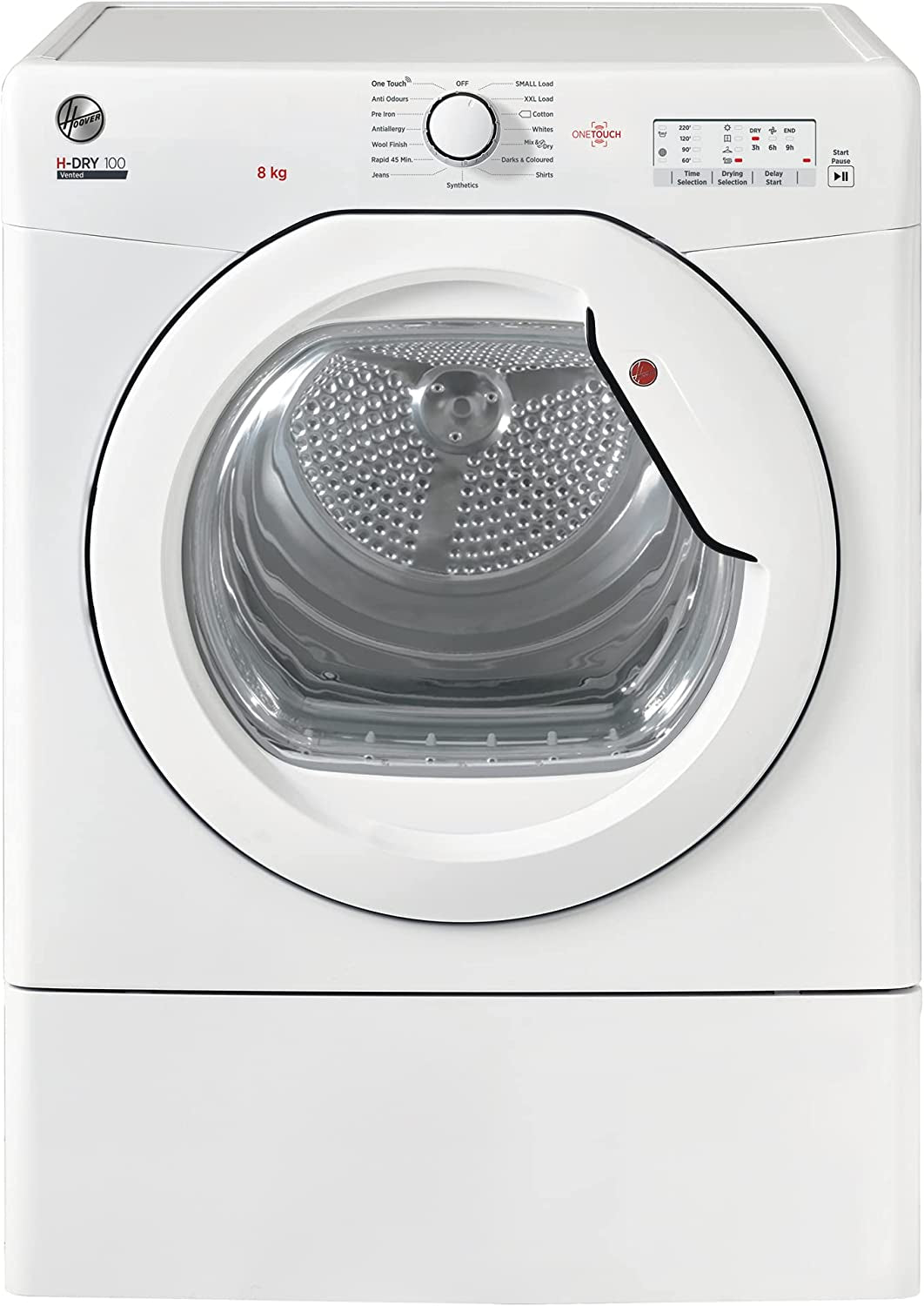 Hoover HLEV8LG 8Kg Vented Tumble Dryer, White, LED Display