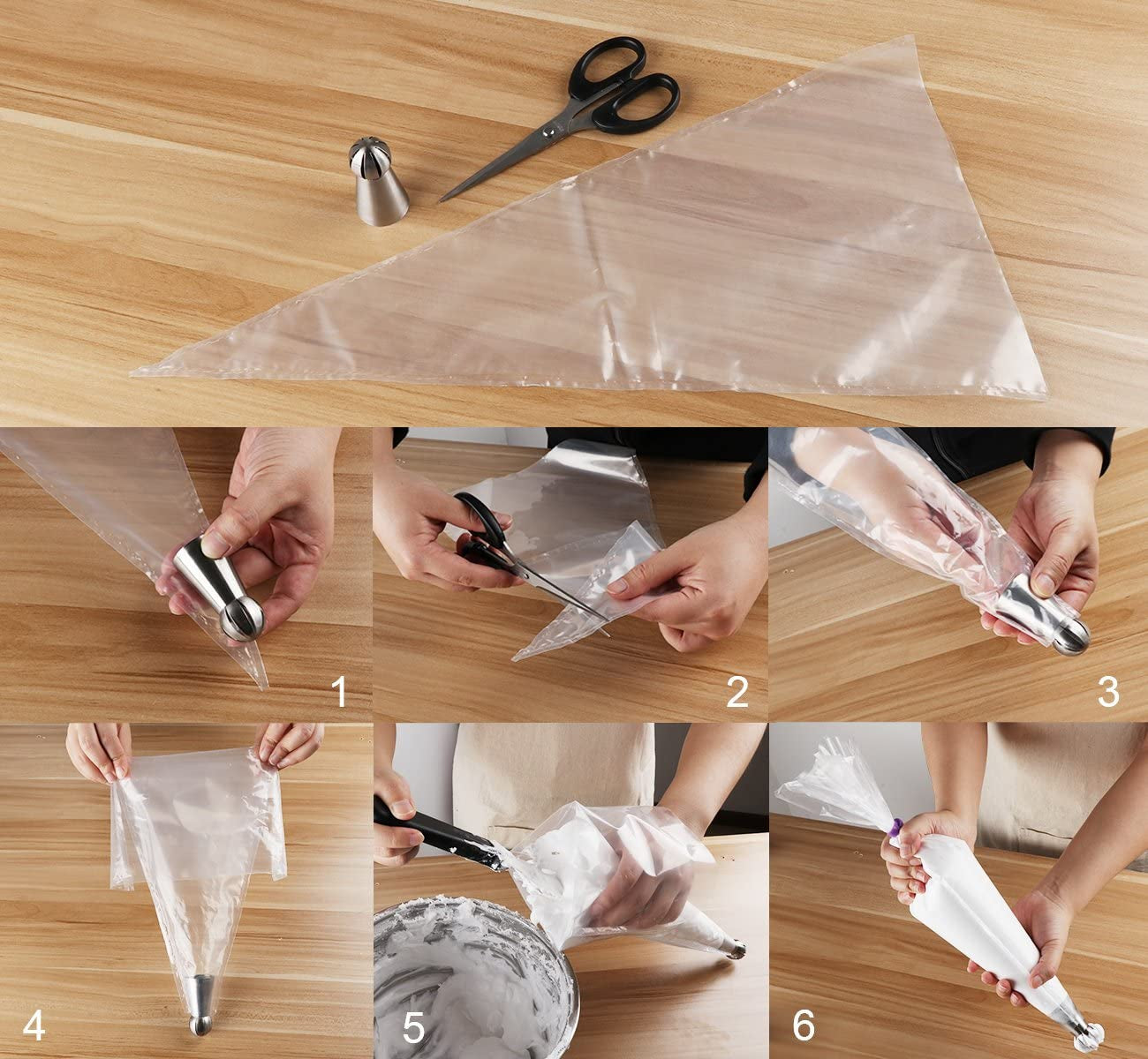 100 Pack Pastry Bags Thickened 18-Inch Disposable Decorating Icing Piping Bags with 4 Icing Bag Ties