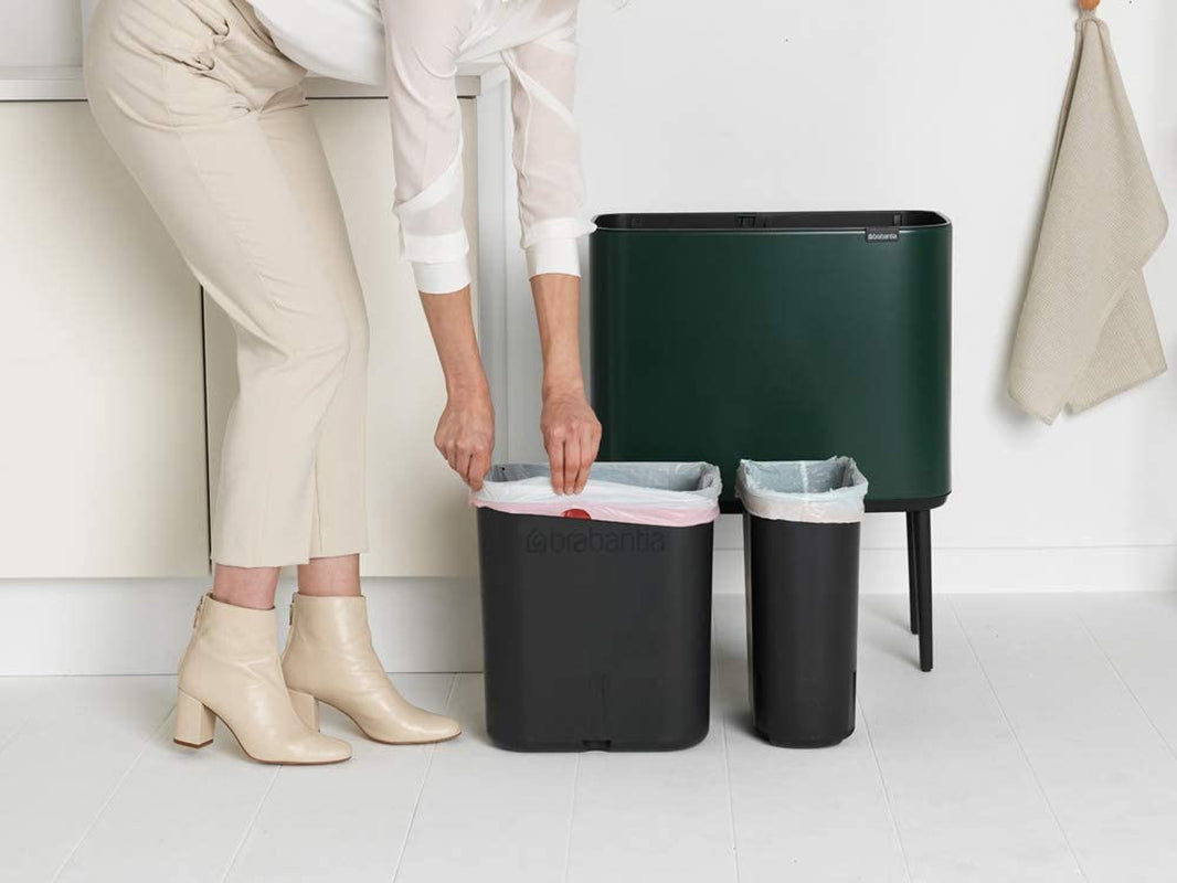 Bo Touch Bin - 11L + 23L Inner Buckets (Pine Green) Waste/Recycling Kitchen Bin with Removable Compartments + Bin Bags