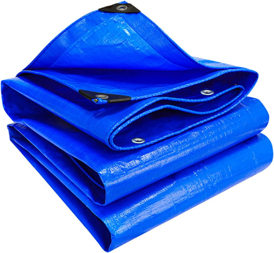 Tarpaulin, Waterproof Heavy Duty Multi-Purpose Tarp Sheet Cover - 120G/M² Polyethylene/Pe , Waterproof, Rust-Proof Eyelets, Tear Resistant - Blue 3.8 X 3 M