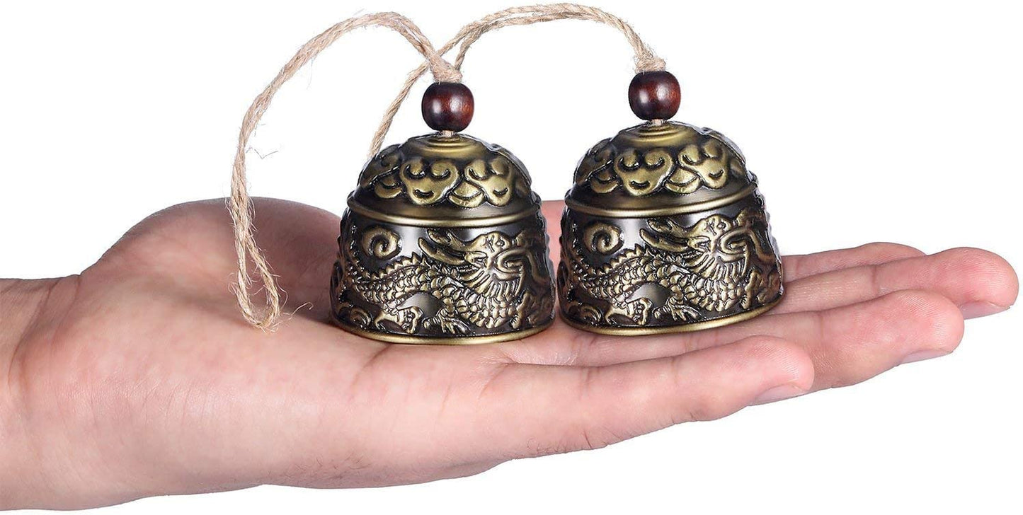 2 Pieces Fengshui Bell Vintage Dragon Bell Fengshui Wind Chimes for Home Garden Hanging Good Luck Blessing