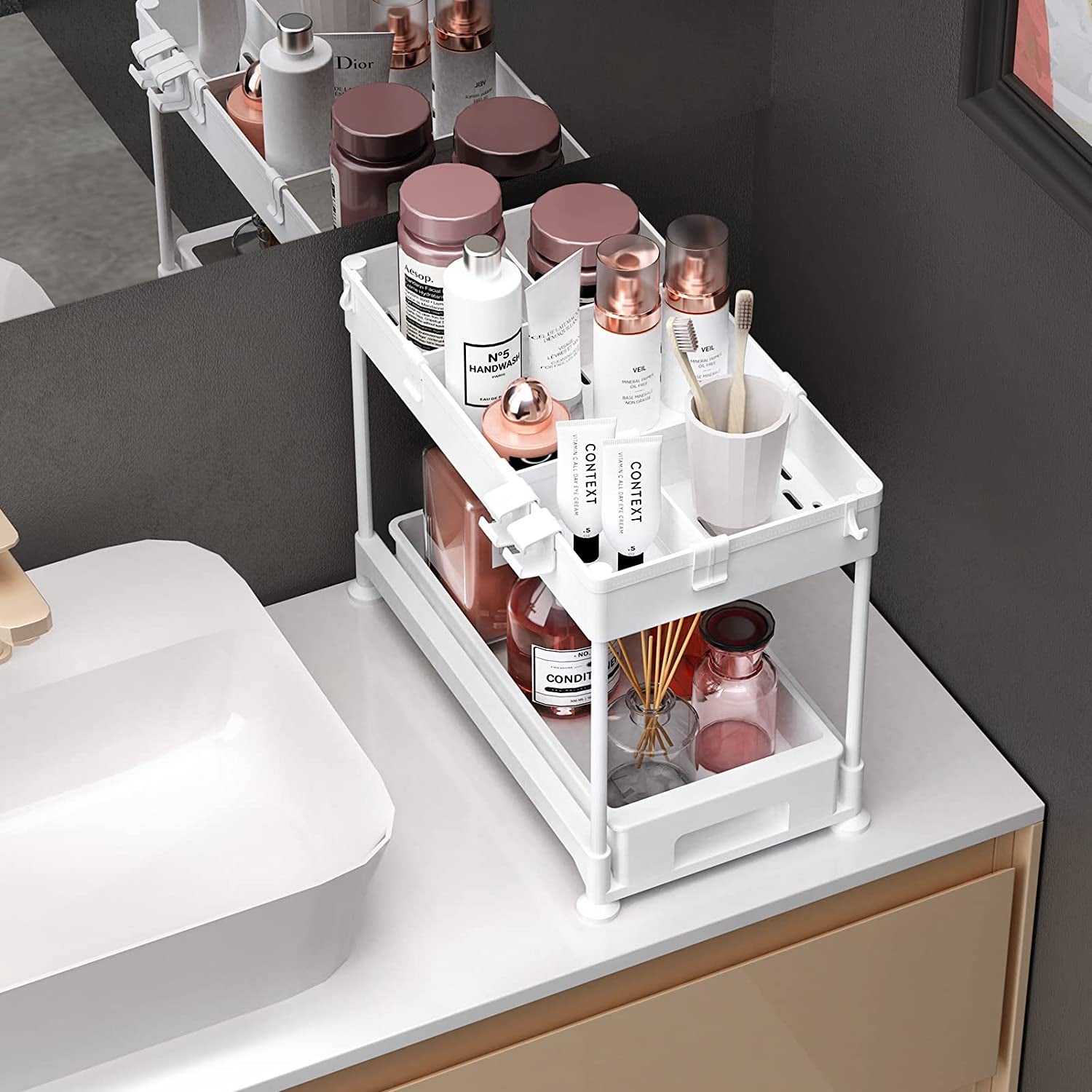 Under sink storage with shop drawers