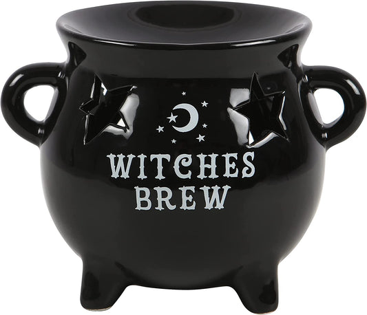 Black Cauldron Oil Burner Tealight Candle Holder with Cut-Out Star Great Gift Idea for Anyone with an Interest in Witchcraft or Wizardry