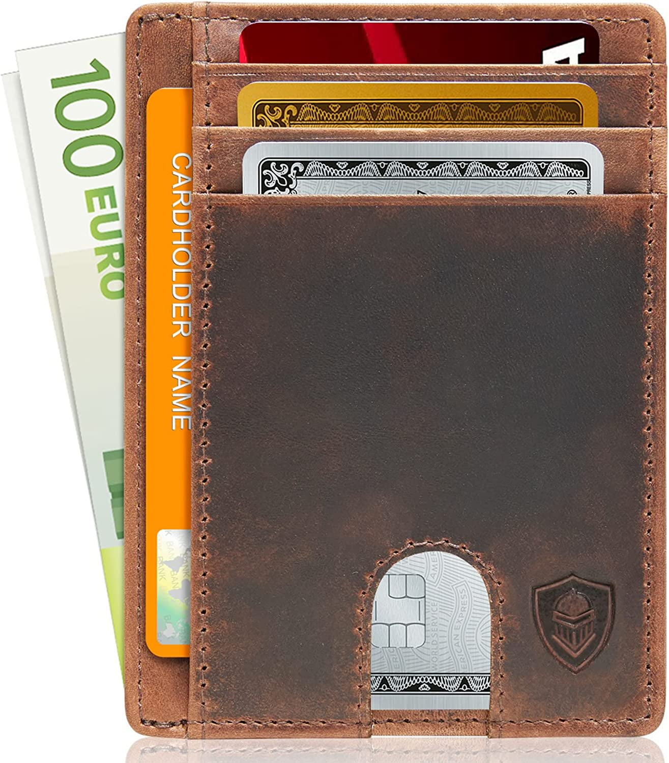 Slim Minimalist Wallets for Men & Women - Leather Card Case Front Pocket Thin Mens Wallet RFID Credit Card Holder Holiday Gifts for Men