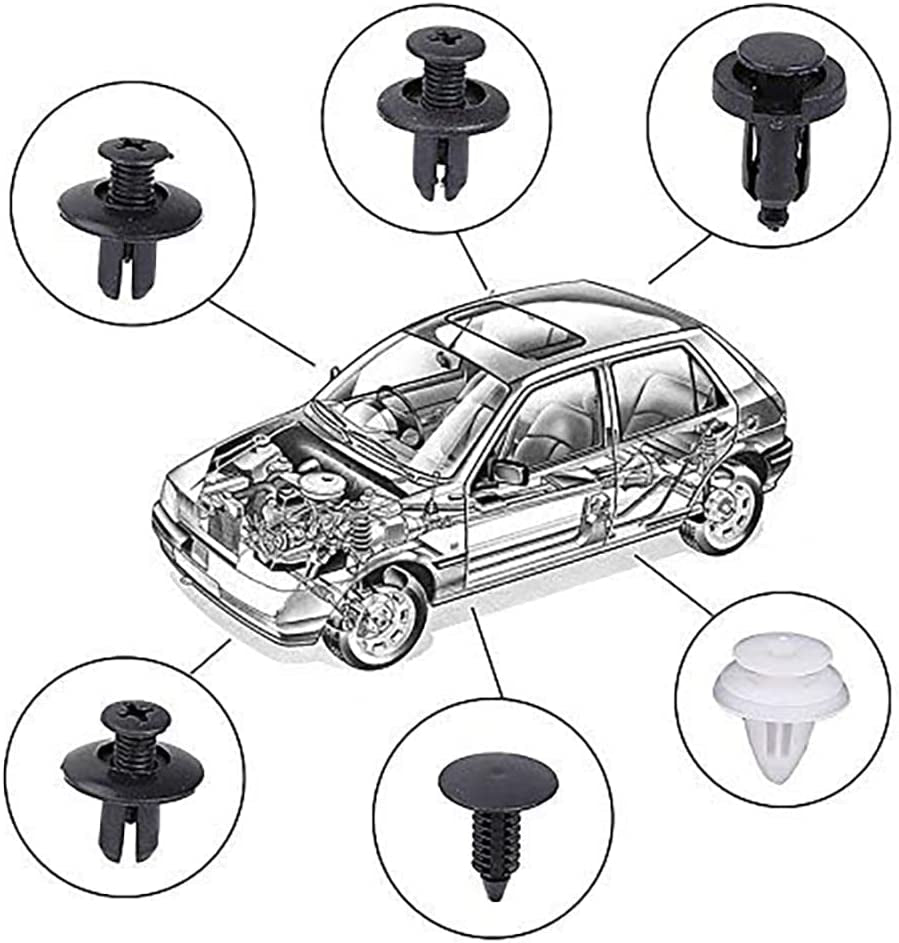 100Pcs Car Fixing Clips, 6 Types Car Plastic Mounting Set, Bumper Mounting Clips Kit, Door Trim Car Body Rivets Mounting Kit, Nylon Bumper Expansion Rivets