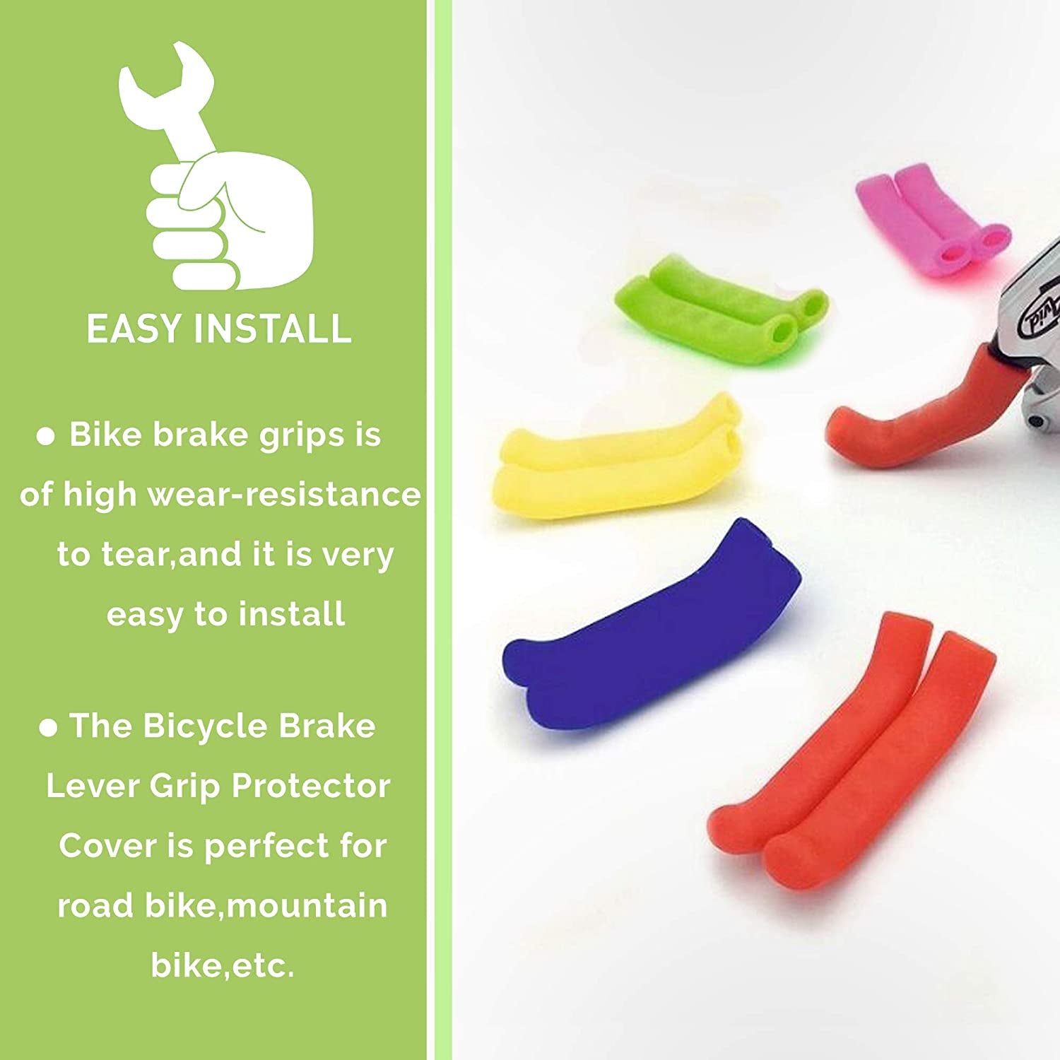 Brake Lever Grips, Anti-Slip Silicone Rubber Bike Brake Covers, Waterproof Sleeves for MTB BMX Cycle Road Mountain Bike Cycling Bicycle Multi Coloured (1 Pair)