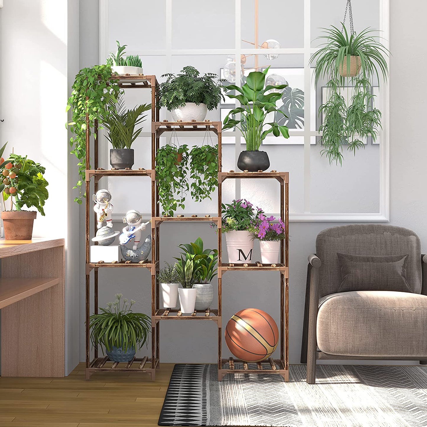 Plant Stand Indoor Outdoor, 10 Tire Tall Large Wood Plant Shelf Multi Tier Flower Stands,Garden Shelves Wooden Plant Display Holder Rack for Living Room Corner Balcony Office Lawn Patio