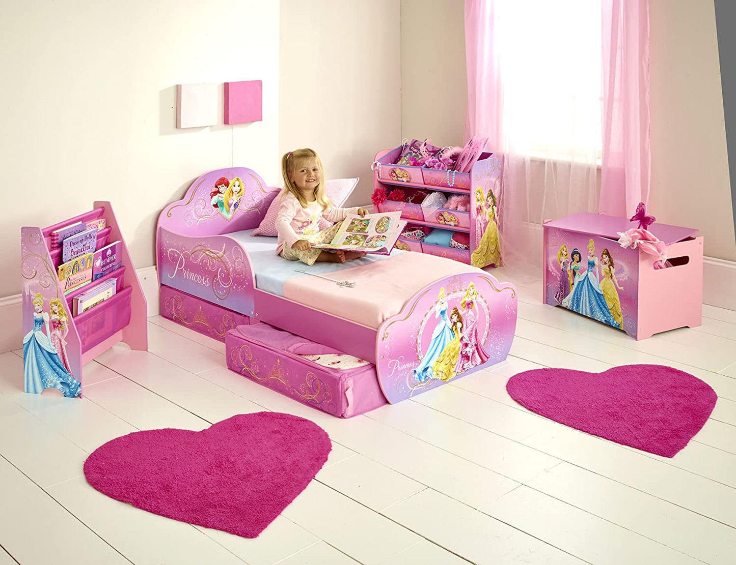Kids Toddler Bed with Underbed Storage by Hellohome, Pink, 143.00X77.00X63.00 Cm