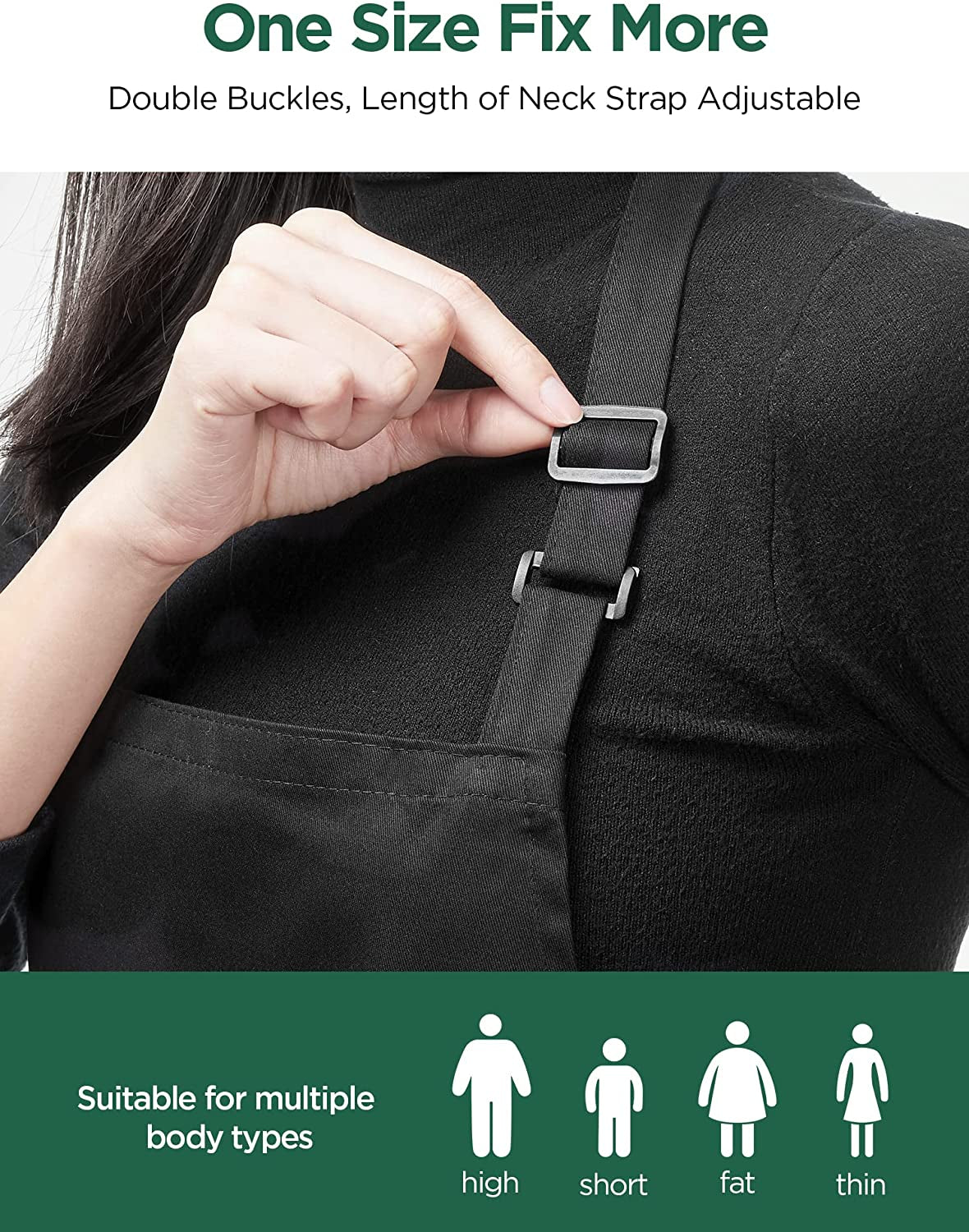 2 Pack Unisex Adjustable Bib Apron with 2 Pockets Cooking Kitchen Chef Women Men Aprons for Home Kitchen, Restaurant, Coffee House (Black Polyester)