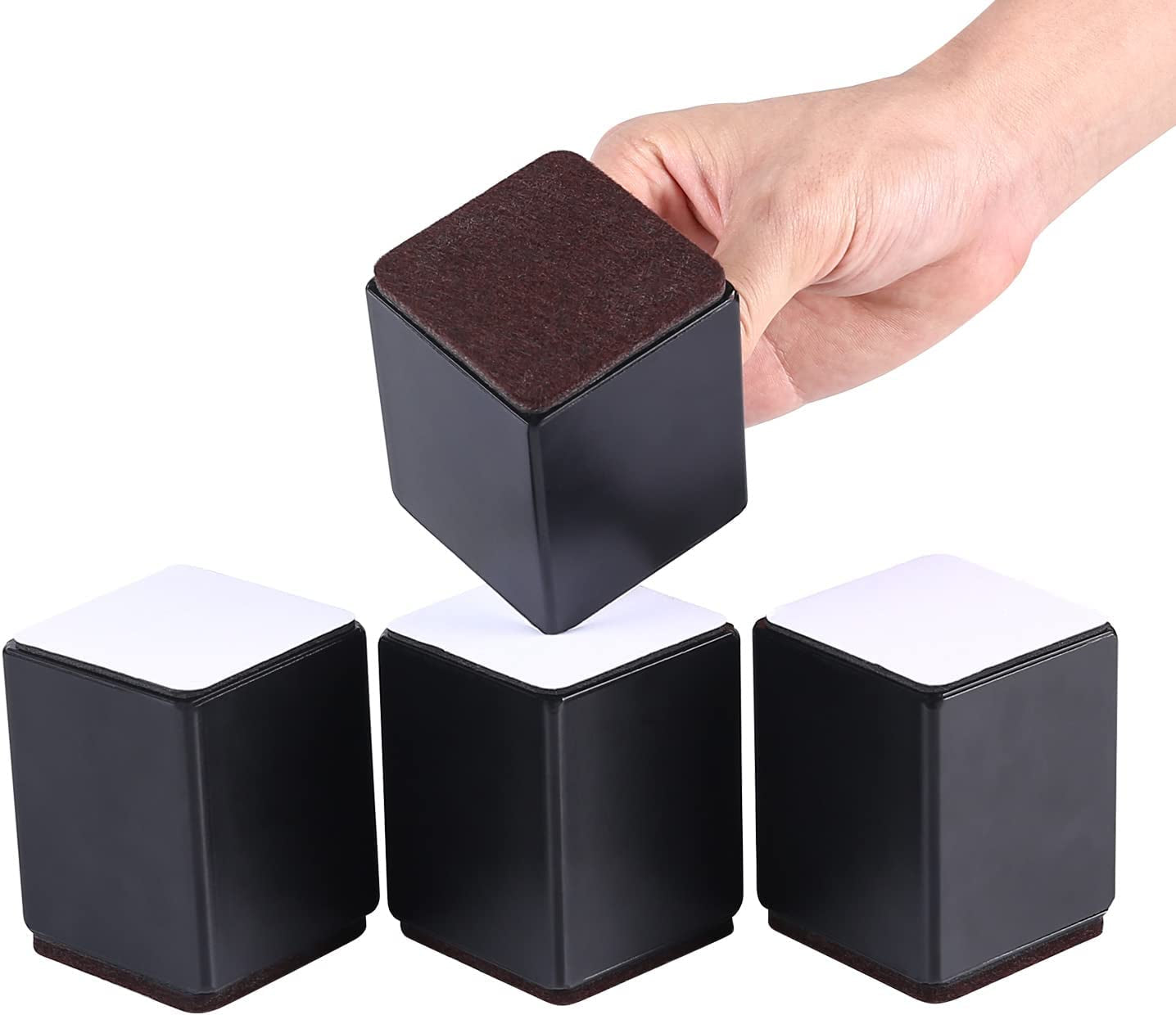 Bed Risers 3 Inch Heavy Duty, Adhesive Furniture Risers Carbon Steel for Table Sofa Chair Leg, 2.4 Inches in Diameter, Bed Raisers 4-Pack Adds 7.6 Cm to Furniture Feet, Supports 10,000 Lb