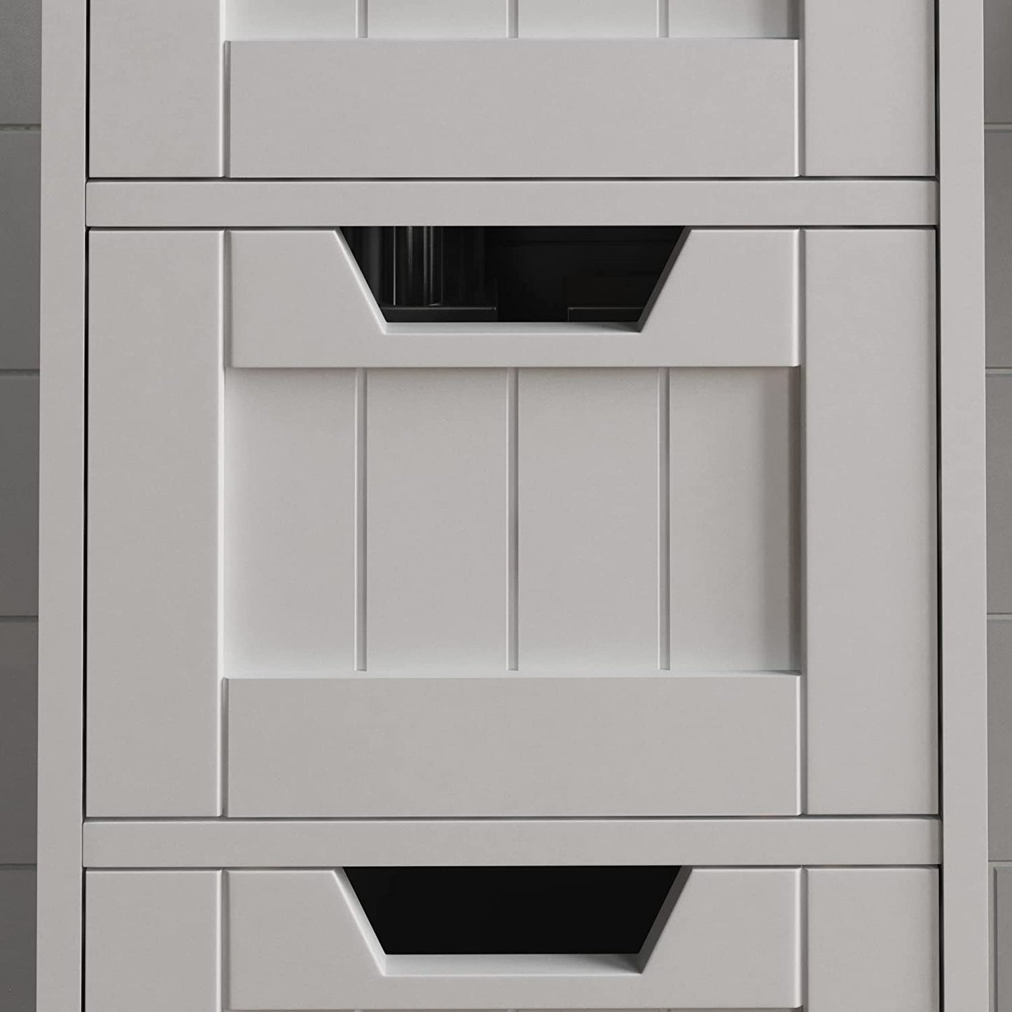 4-Drawer Floor Standing Cabinet Unit Bathroom Storage, Wood, White
