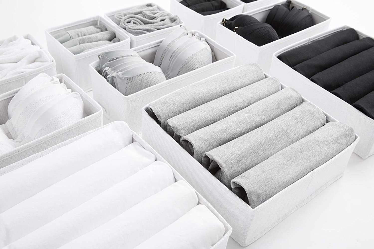 12Pcs White Large Drawer Organisers Divider Drawer Dividers Clothes Storage Bedroom Drawers Wardrobe Organiser Storage Organizer Drawer Organiser Divider Clothing & Wardrobe Storage Solutions