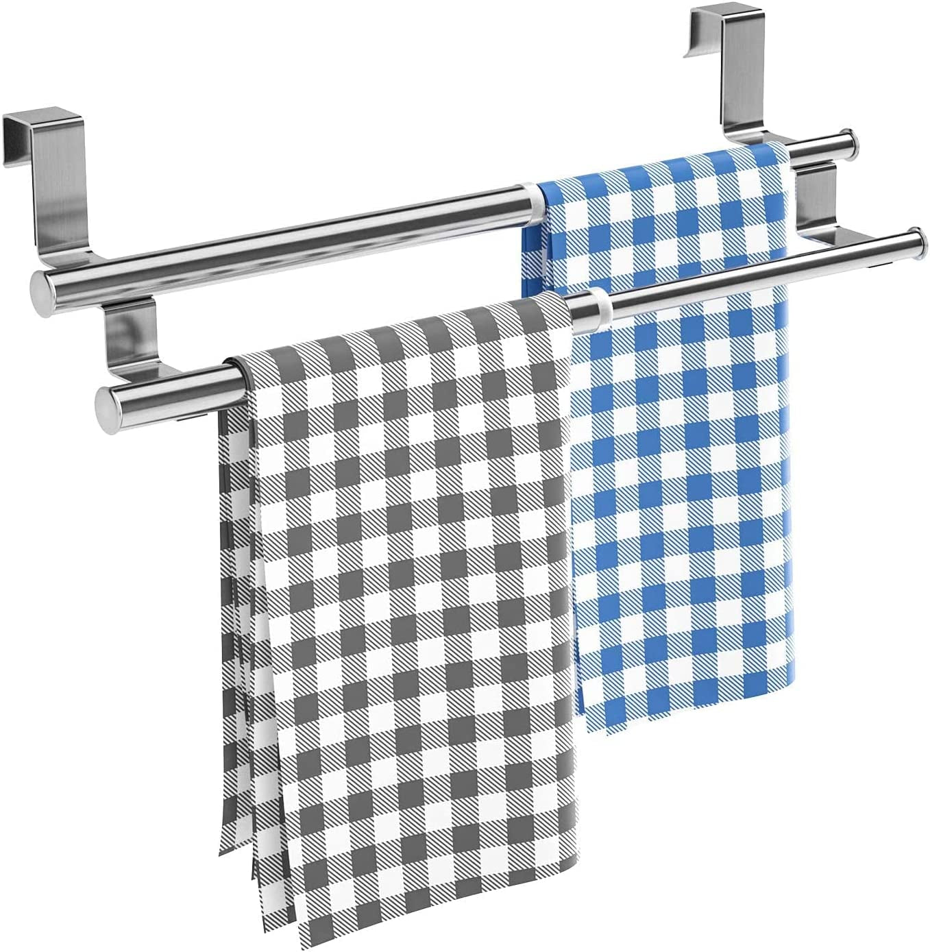 Kitchen Towel Holder over Door Towel Rack, Expandable Tea Towel Rail for Cupboard Door Drawers, Stainless Steel