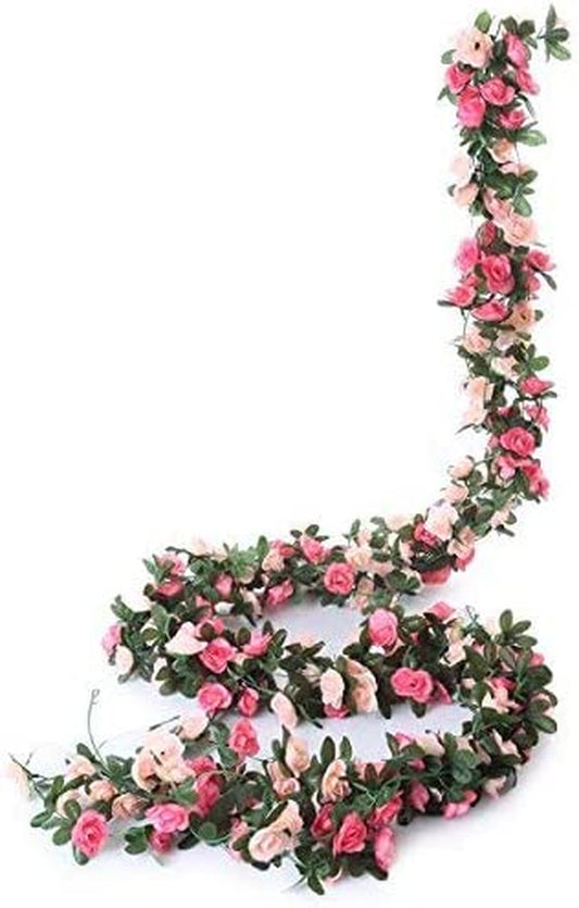 5 Pack 41 FT Fake Rose Vine Flowers Plants Artificial Flower Hanging Rose Ivy Home Hotel Office Wedding Party Garden Craft Art Décor Pink