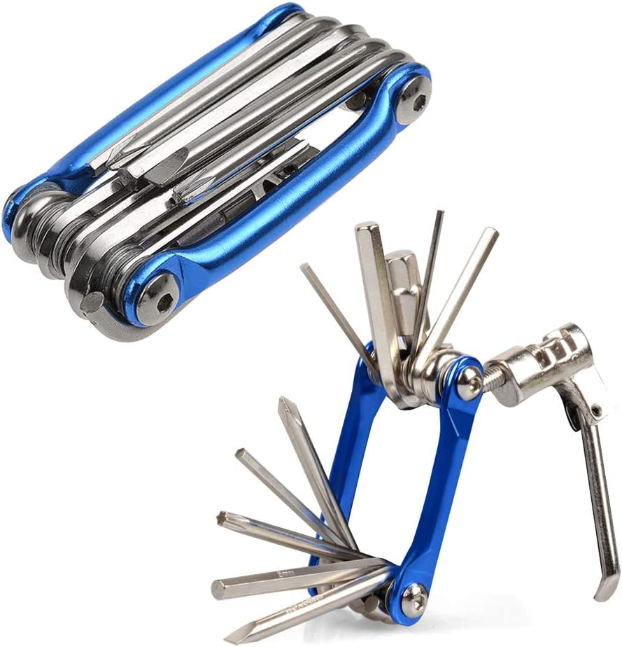 Multifunction Bike Repair Tool Kits, 11 in 1 Bicycle Tool Kit Bike Chain Tool, Tire Patch,Tyre Lever for Outdoor Cycling Mini Tool for Outdoor Cycling