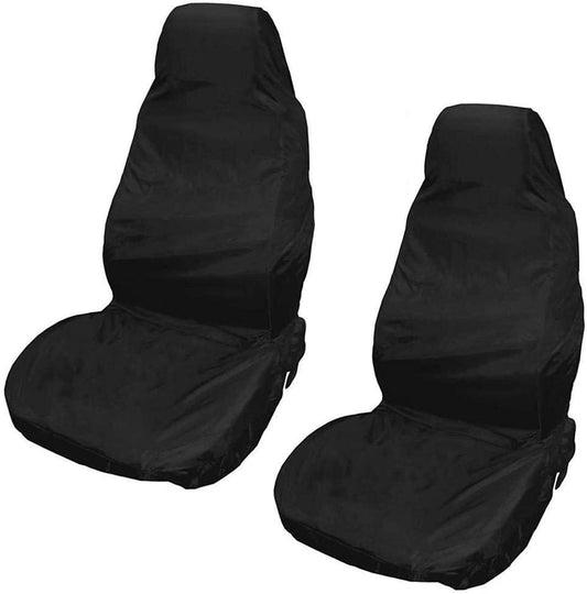 Waterproof Car Front/Rear Seat Covers Tear Resistant Fabric in Black (Front Black)
